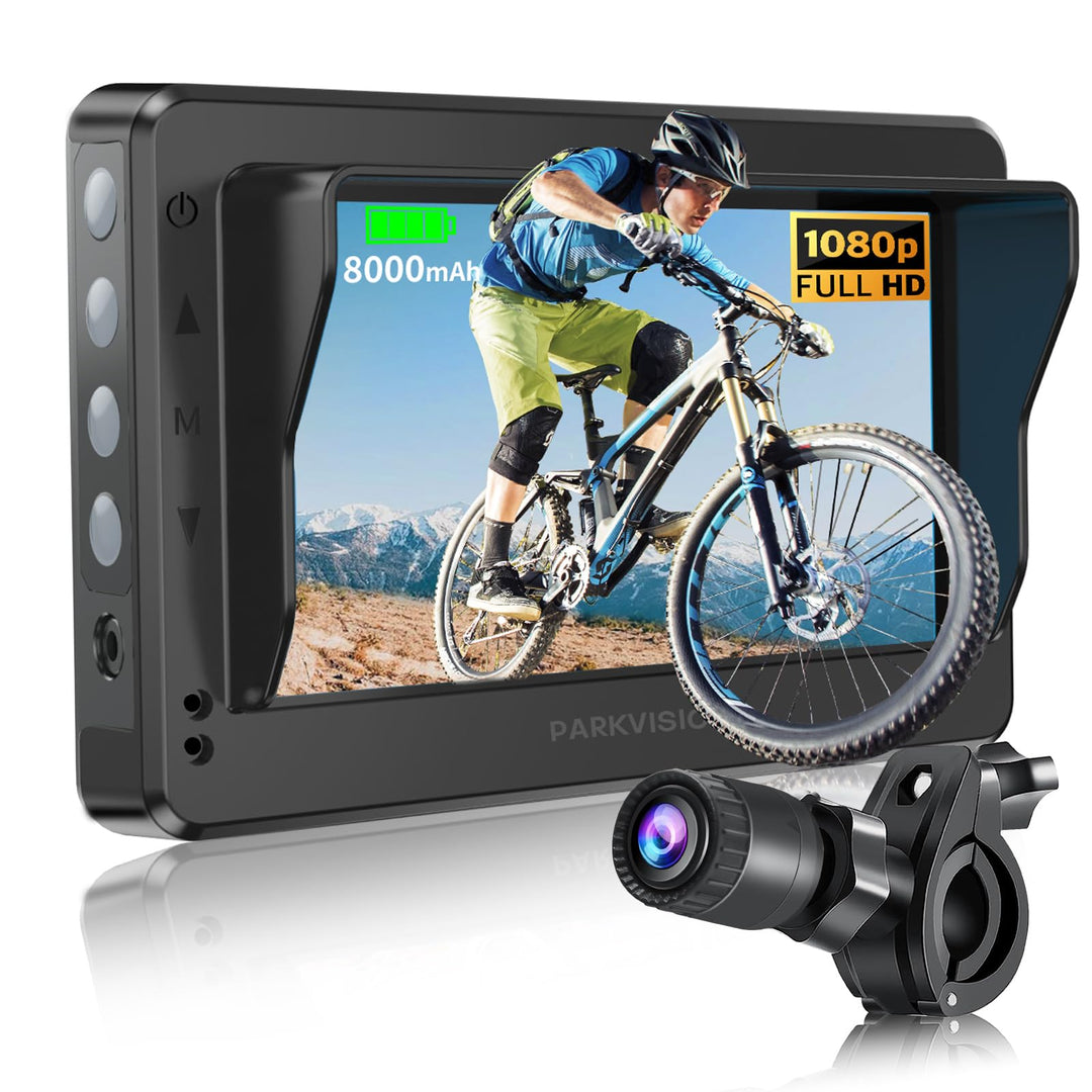 PARKVISION Fahrradspiegel Kamera 1080P, 8000mAh, Lenker 20-40mm, E-Bike