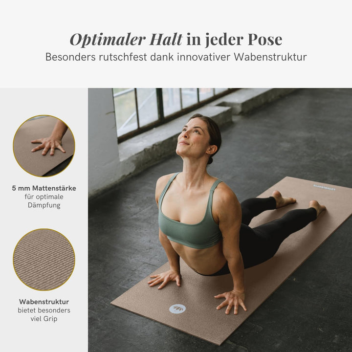 LOTUSCRAFTS® Yoga Matte MUDRA STUDIO [5mm Dicke] 183x61cm- 1,2kg leicht - Yogamatte rutschfest schad
