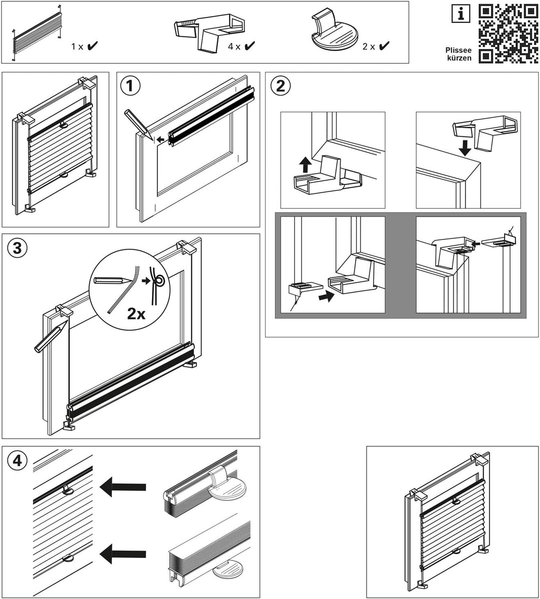 Gardinia Plissee zum Klemmen, Blickdichtes Faltrollo, Alle Montage-Teile inklusive, EASYFIX Plissee