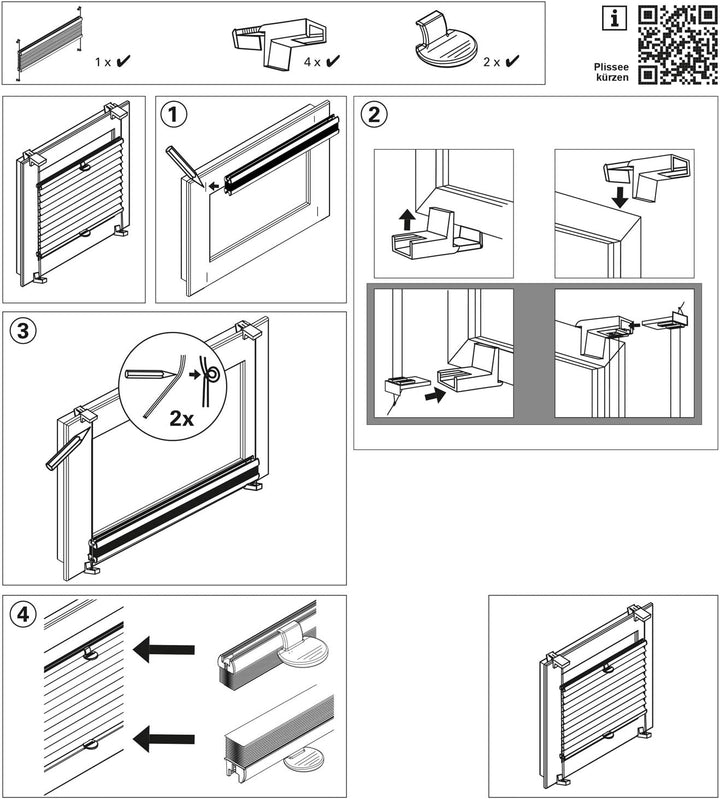 Gardinia Plissee zum Klemmen, Blickdichtes Faltrollo, Alle Montage-Teile inklusive, EASYFIX Plissee