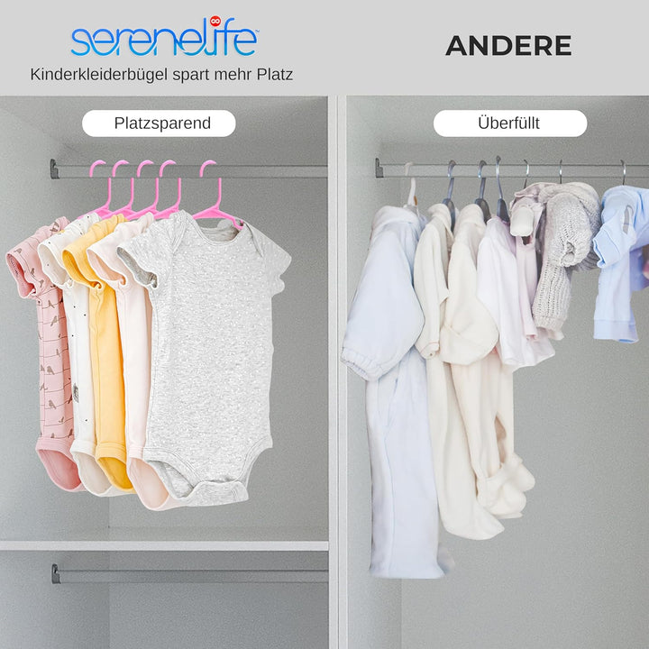 SereneLife Kinderkleiderbügel 40er Set – Kleiderbügel Kinder & Baby Kleiderbügel Kunststoff & rutsch