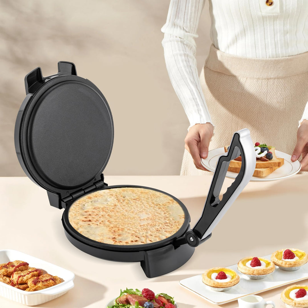 Elektrischer Roti Maker, 1200W Elektrisch Pfannkuchen Maker Antihaft Tortilla-Presse Pancake Backmas