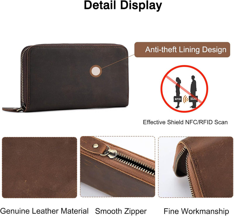 FANDARE Herren Geldbörse Kreditkartenetui Leder Geldbörse Herren RFID Schutz Geldbörse Brieftasche M