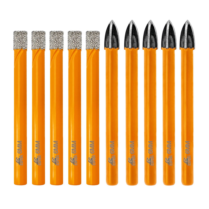 Diamantbohrer-Bits – Fliesenbohrer-Set, 6 mm, 5 Stück und Hartmetallbohrer, 6 mm, 5 Stück zum Bohren