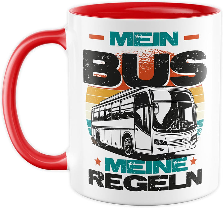 Tasse Busfahrer Geschenk Mein Bus meine Regeln, Kaffeetasse Busfahrerin Transport Arbeit Humor Witzi