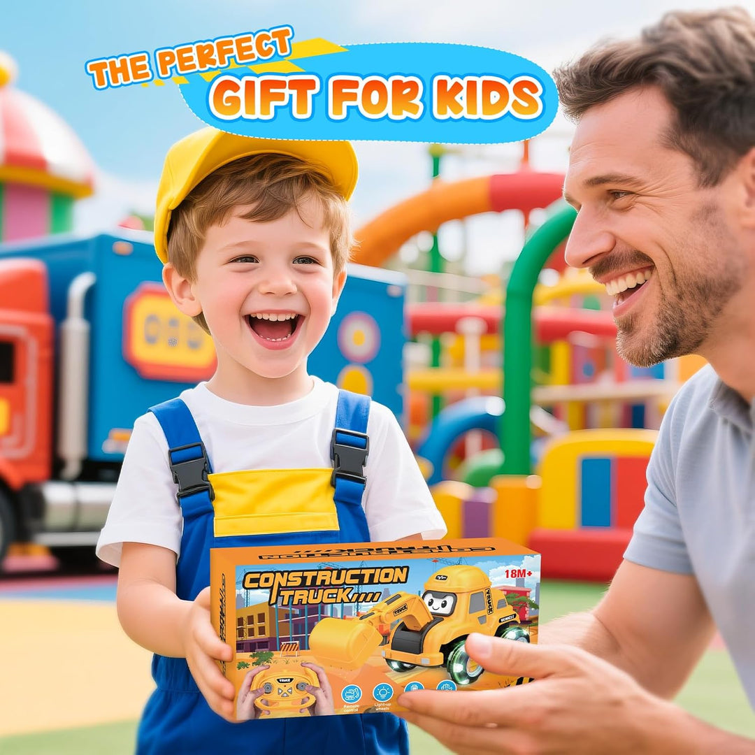 HappyGoLucky Ferngesteuertes Auto Bagger Spielzeug ab 2-8 Jahre, 2.4Ghz RC Bagger Kinder Sandspielze