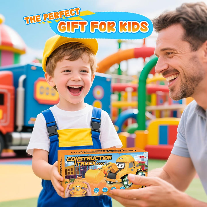 HappyGoLucky Ferngesteuertes Auto Bagger Spielzeug ab 2-8 Jahre, 2.4Ghz RC Bagger Kinder Sandspielze