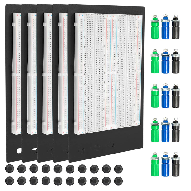 AZDelivery 5 x SYB-1660 Lötfreies Breadboard-Protoboard | Testschaltung Breadboard-Kit | Tie-Point 1