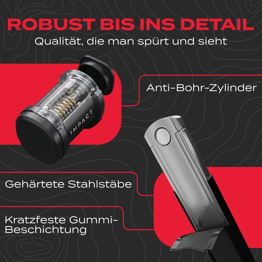 IMPACT® Fahrradschloss 65 cm – Sicheres & leichtes Faltschloss Fahrrad mit Gummibeschichtung, kompak