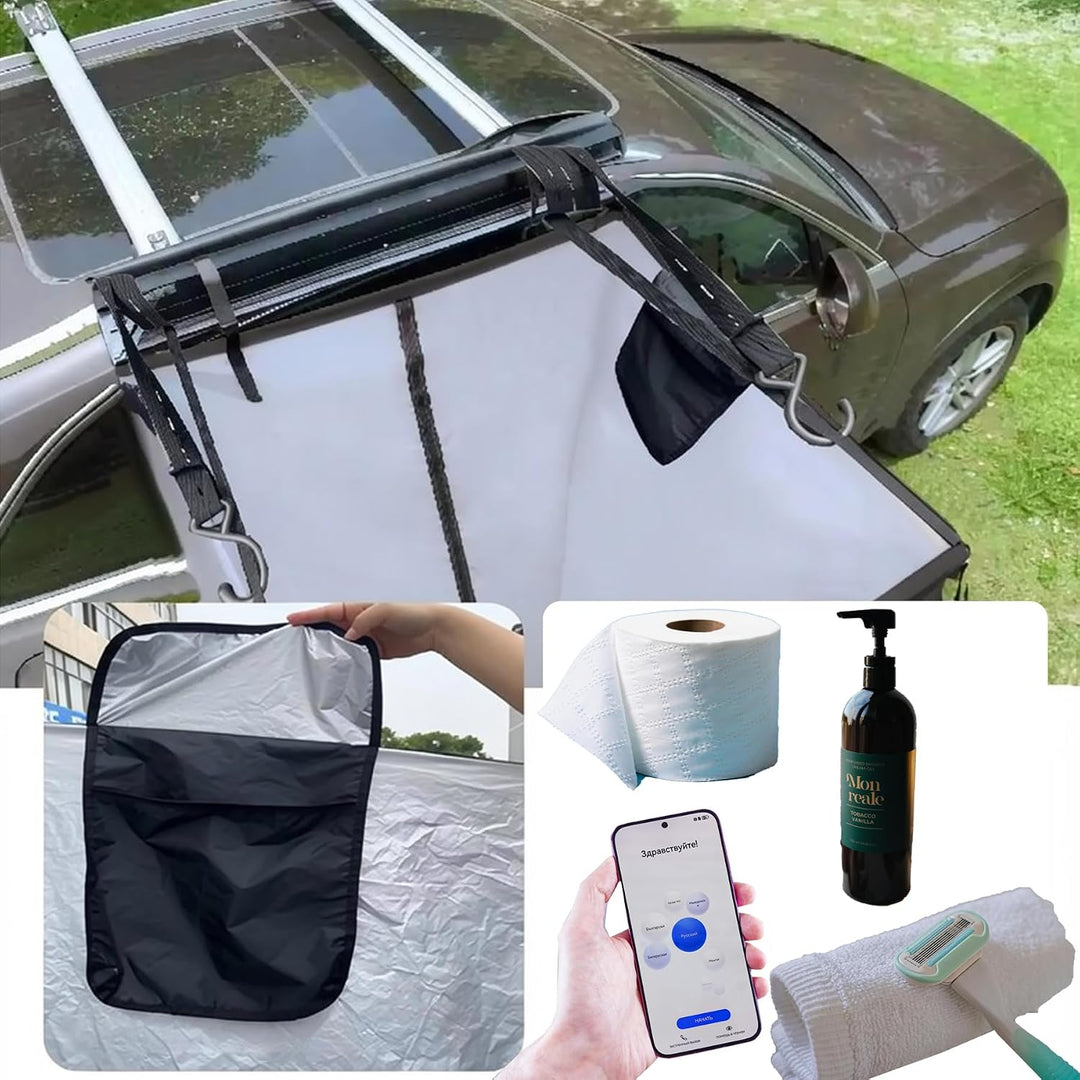 Schwarz Camping Dushzelt, 180X100X100CM Universal Outdoor Privatsphäre Campingdusche Abdeckhaube, Tr