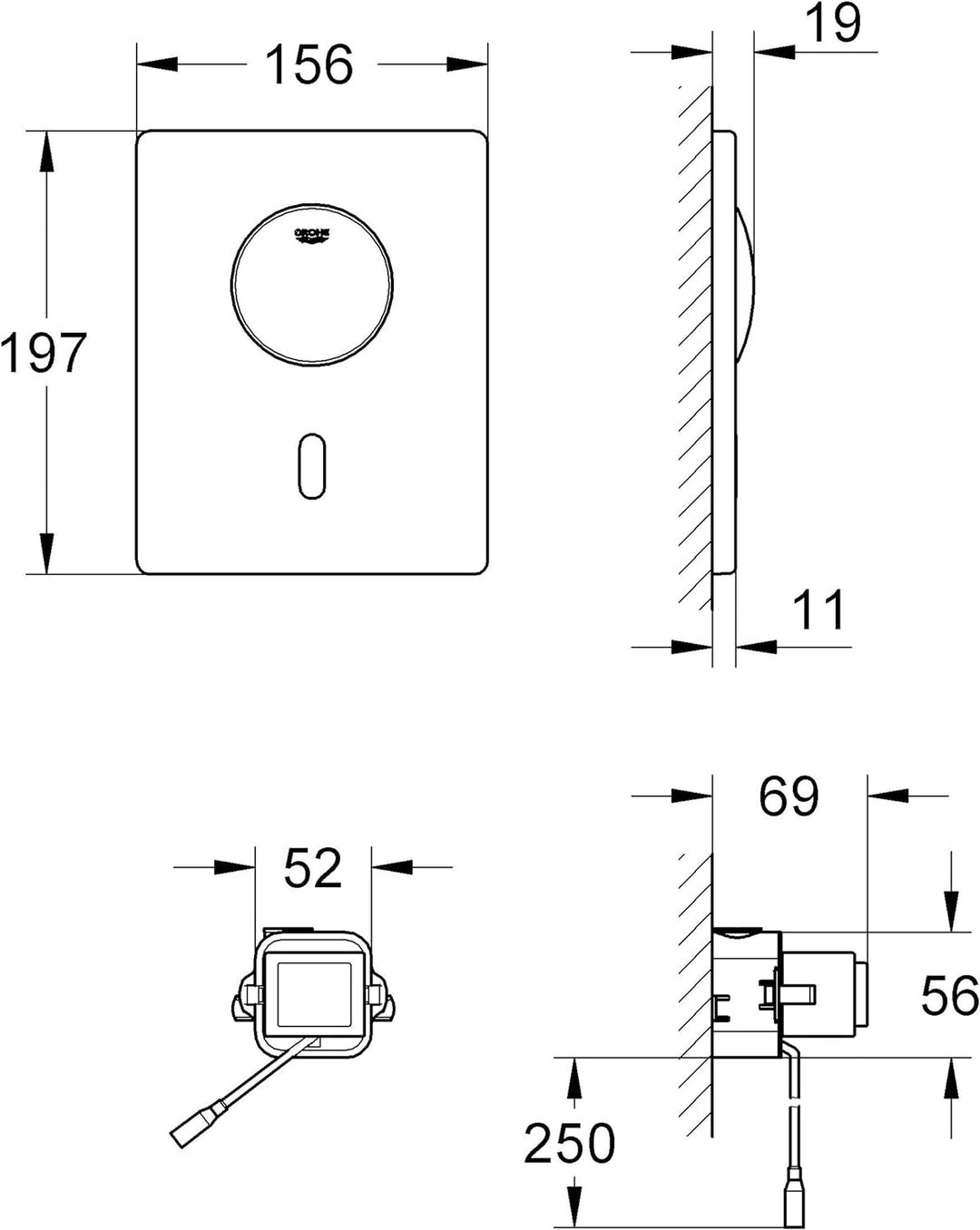 GROHE Tectron Skate | WC- Betätigungsplatte für Rapid SL |mit zusätzlicher manueller Betätigung mit