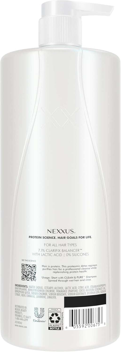 Nexxus Clean and Pure Conditioner für gepflegtes Haar mit ProteinFusion Silikon, Farbstoff und Parab