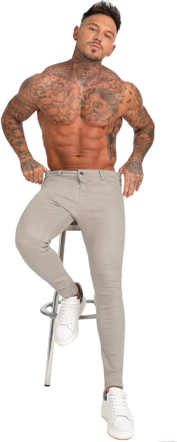 GINGTTO Skinny Jeans Herren Slim Fit Super Stretch Denim Hose Tapered 4 Seasons Herrenjeans 30W / 30