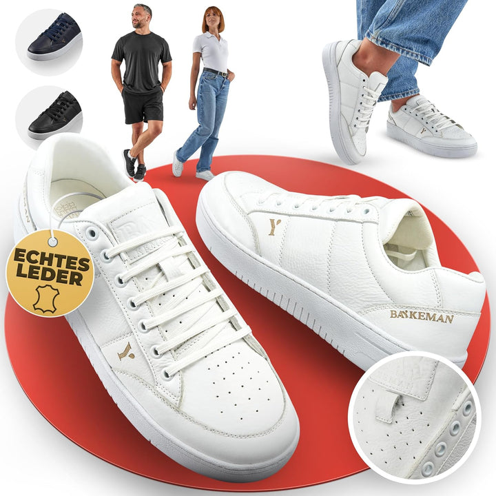 BAYKEMAN - Sneaker aus echtem Leder Unisex für Herren Damen Jungen Mädchen - sehr hochwertige, komfo