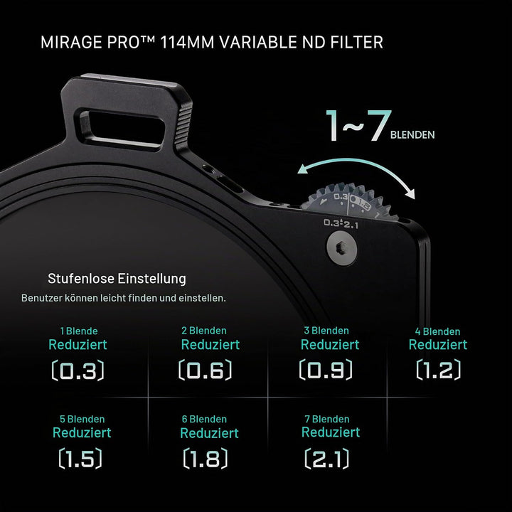Tilta Mirage Pro Matte Box VND Kit Gegenlichtblende mit ND-Filter, 4x5,65"-Filterrahmen MB-T17-A VND