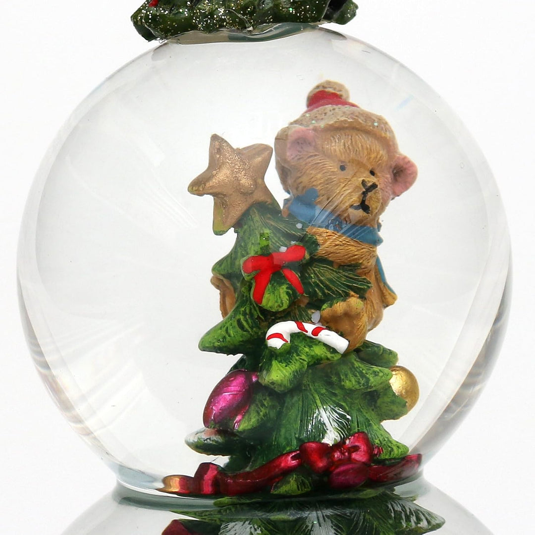 Dekohelden24 XXL Doppel-Schneekugel, Tannenbaum mit Spieluhr, Masse H/B/Ø Kugel: ca. 21 x 12 cm/Ø 6