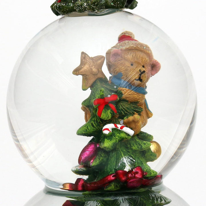 Dekohelden24 XXL Doppel-Schneekugel, Tannenbaum mit Spieluhr, Masse H/B/Ø Kugel: ca. 21 x 12 cm/Ø 6