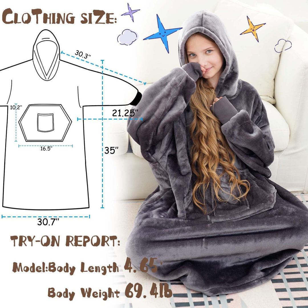 FUSSEDA Übergrosse Tragbare Decke Sweatshirt, Super Dicke Warme Sherpa Fleece Kuscheldecke Hoodie mi