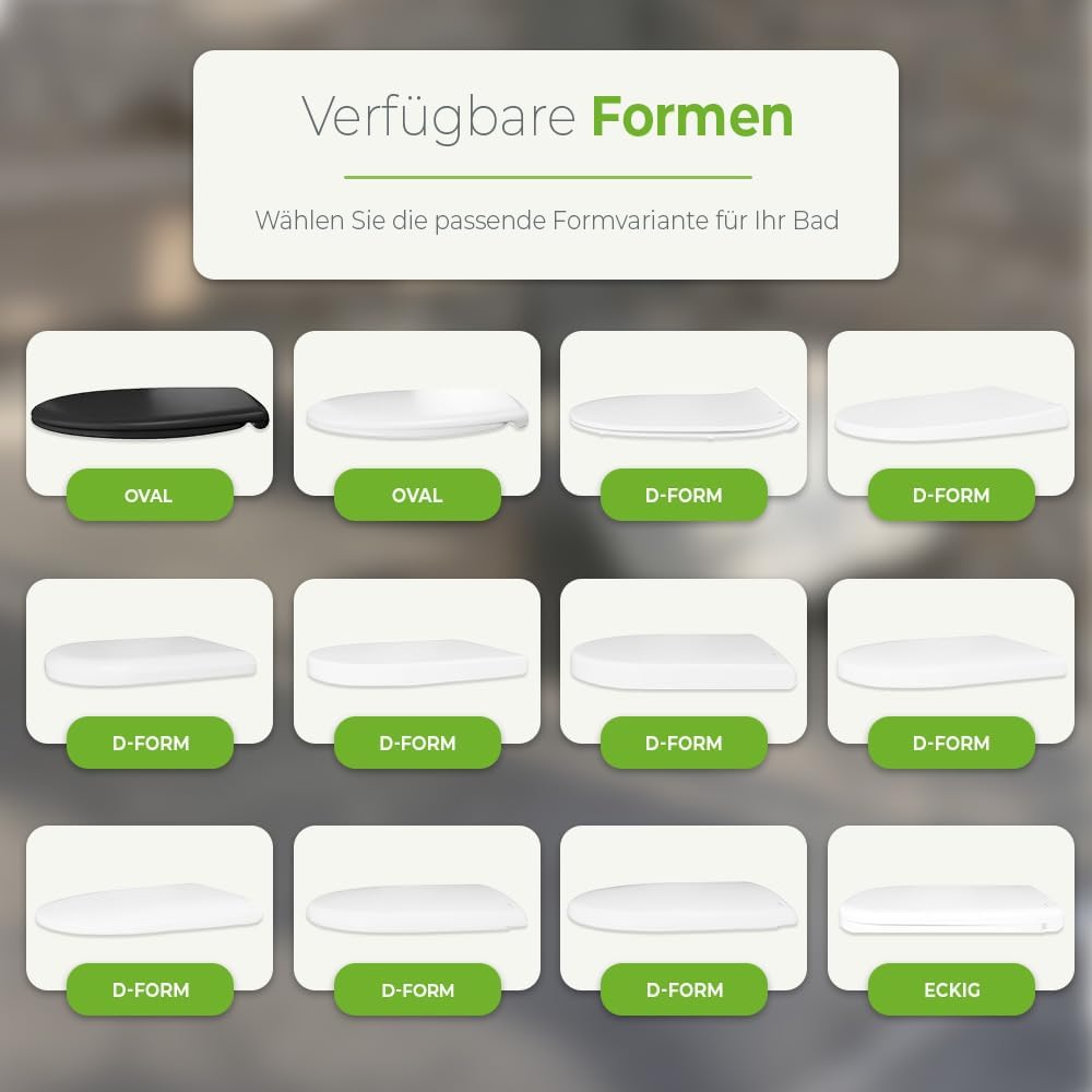LUVETT® D900 Toilettendeckel mit Absenkautomatik D Form Weiss - SoftClose Klodeckel Abnehmbar - Klob