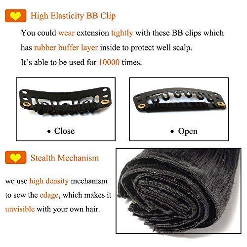 SEGO Clip in Extensions Echthaar Doppelt Tressen Haarverlängerung 8 Teilig 100% Remy Hair für Komple
