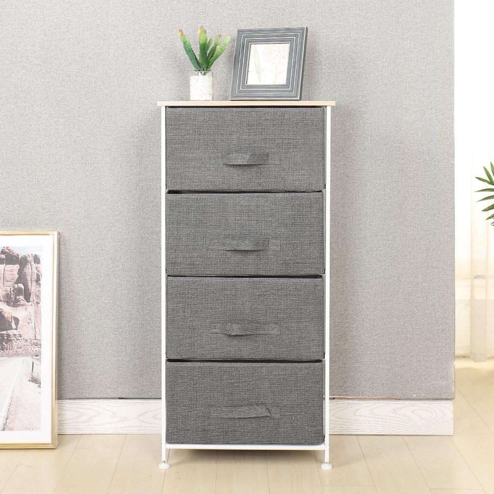 sogesfurniture Aufbewahrung Kommode Garderoben mit 4 Stoff-Schubladen, universale Schubladenbox Schu