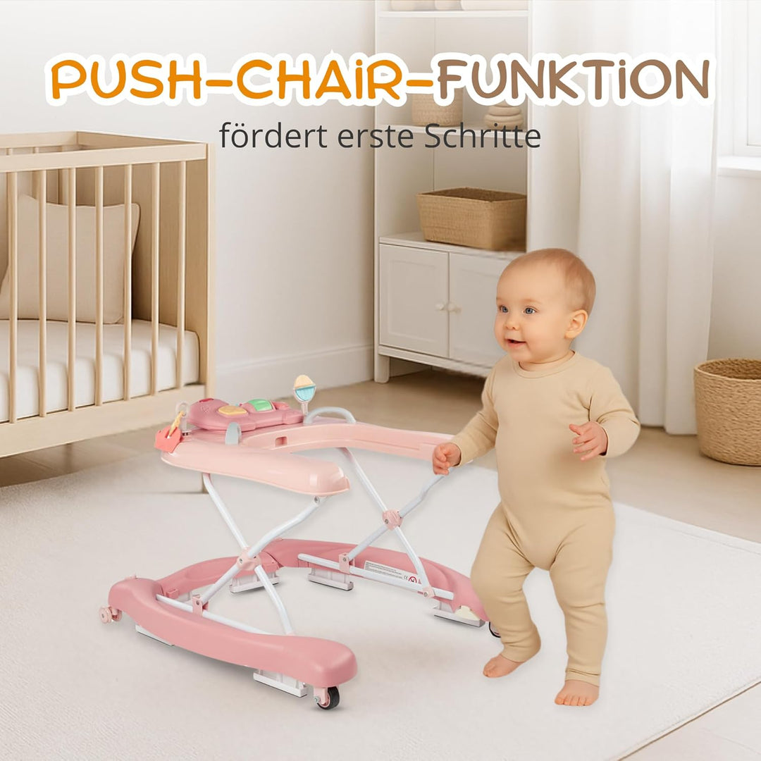 BRONEA® 5-in-1 Babywalker Gehfrei | Lauflernhilfe mit Schaukelfunktion, Musik &amp; Licht | Laufhilfe fü