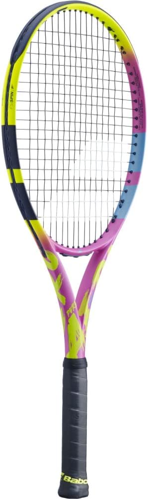 Babolat Pure Aero Rafa Origin Tennisschläger (11,4 cm Griff) – bespannt mit 16 g weissem Syn Gut bei