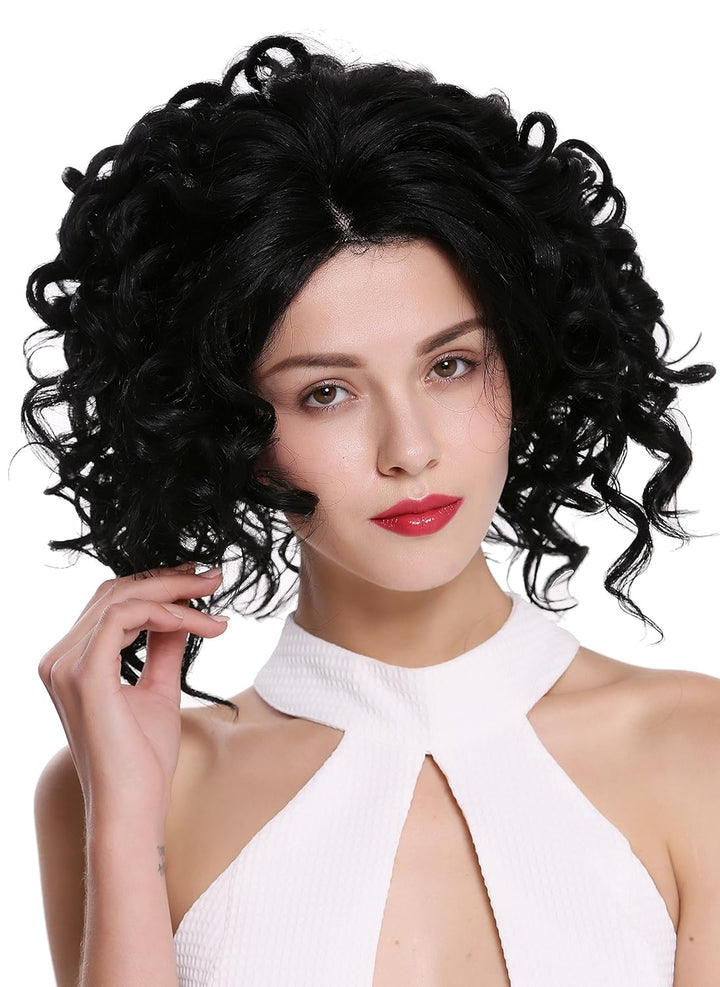 WIG ME UP - MLU16-MF-1 Perücke Damenperücke Lace-Front Teil-Mono Wild Gelockt Locken Schwarz