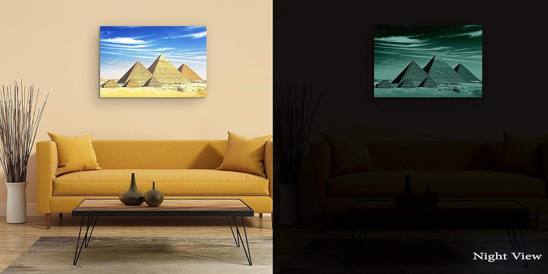 Startonight Bilder Blauer Himmel und Ägypten Pyramiden, Leinwandbilder Moderne Kunst, Landschaft Wan