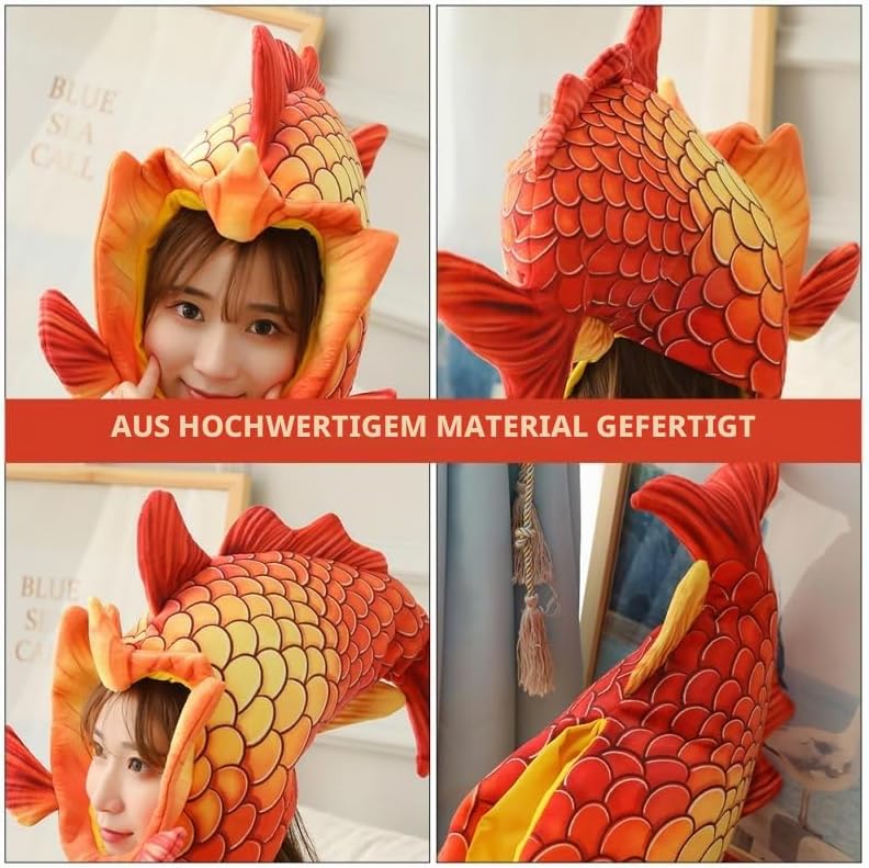 minkissy 1 Stück Funky Fischkopf Hut für Kreative Halloween Kopfbedeckung Weiches Material für Party