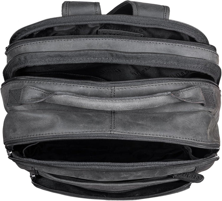 STILORD XL Herren-Businessrucksack aus Leder anthrazit - 15-17 Zoll grosser Arbeitsrucksack - Männer