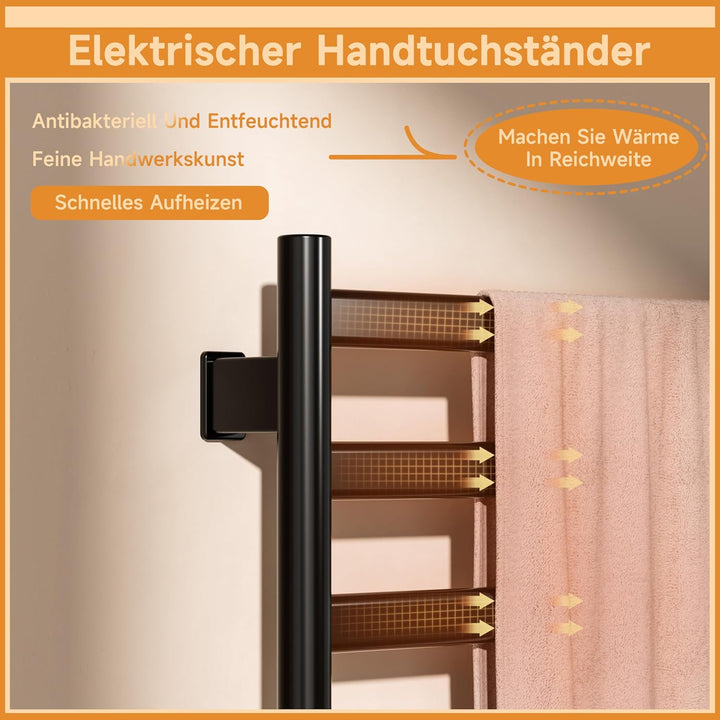 Elektrischer Badheizkörper,Schwarz handtuchheizkörper elektrisch,Die Abmessungen sind:1000×500 mm,Mi