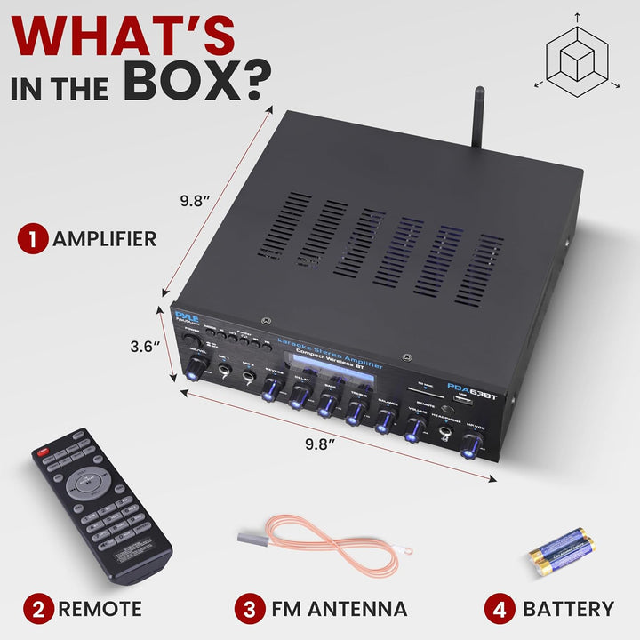 Wireless BT Streaming Amplifier, Multi-Channel 200Watt Power, Home Audio Receiver System with FM Rad