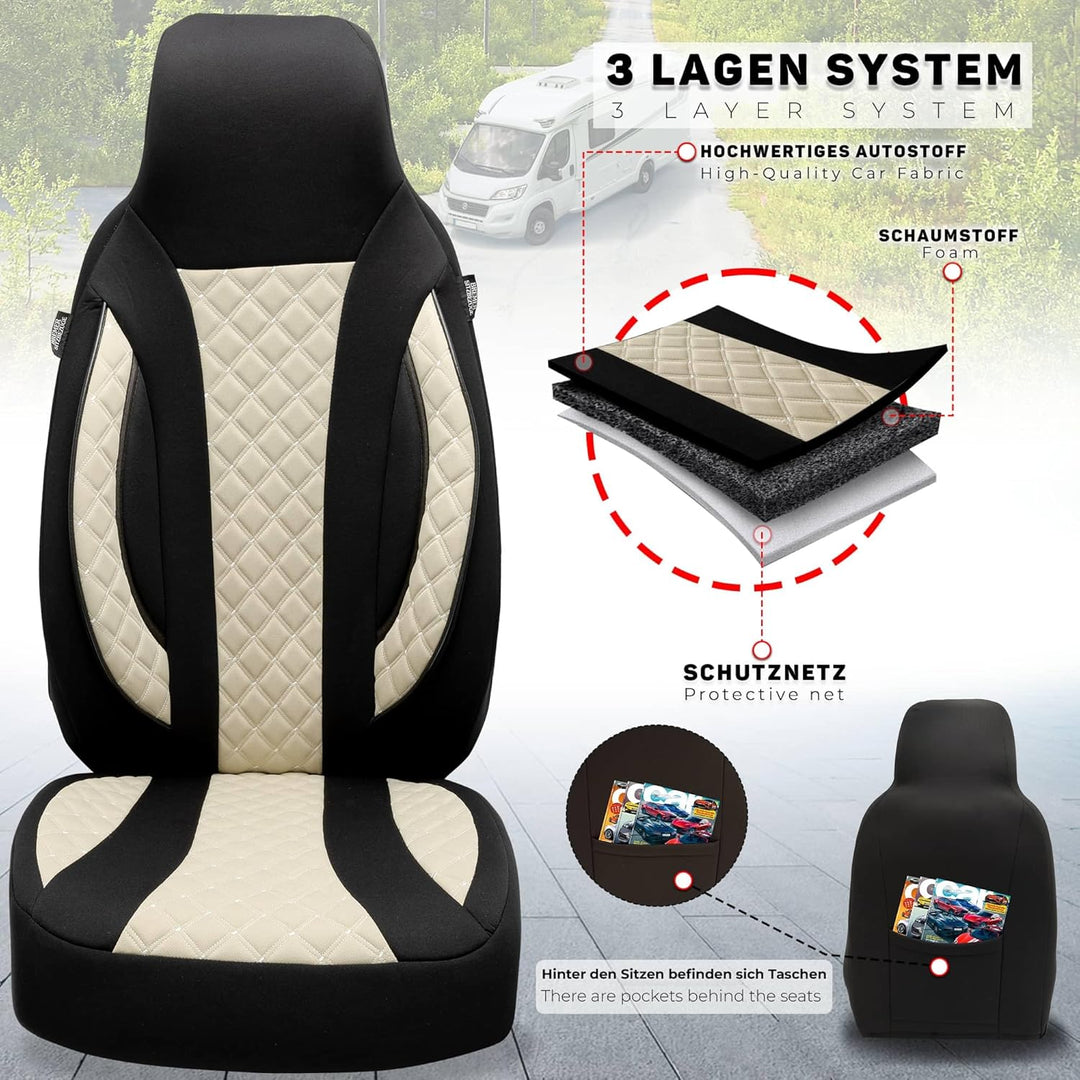 BREMER SITZBEZÜGE Wohnmobil Schonbezüge für FIAT Ducato 250 Sun Camper Hunter 630 Maxi WPL410 WPL410