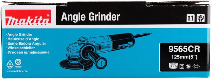 Makita 9565CR Winkelschleifer 125 mm, 1.400 W, Schwarz, Cyan, Silber mit Konstantelektronik, mit Kon