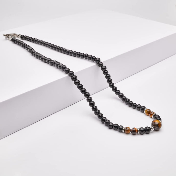 Handgemachte Herren Tigerauge Onyx Perlenkette Kette Natürliche Edelsteine Heilung Kristallschmuck (