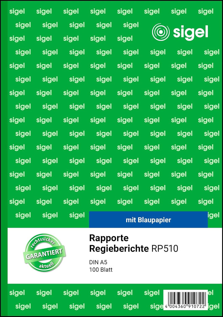 SIGEL RP510/10 Rapport / Regiebericht A5, 100 Blatt, 10er Pack 10 Stück, 10 Stück