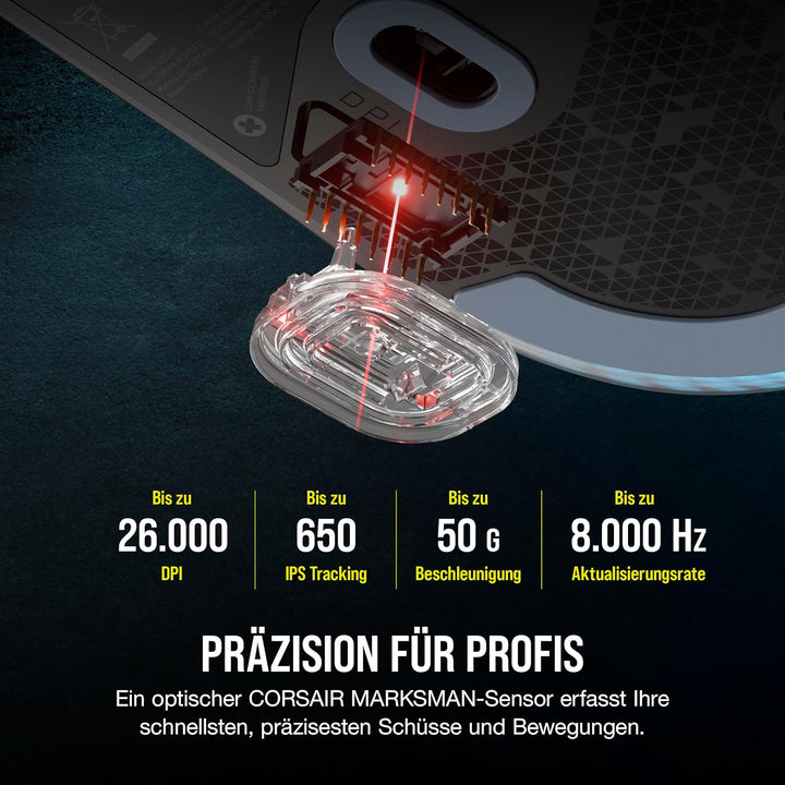 Corsair M75 Wired RGB Leichte FPS Gaming-Maus – 26.000 DPI – Austauschbare Seitentasten – PC – Schwa