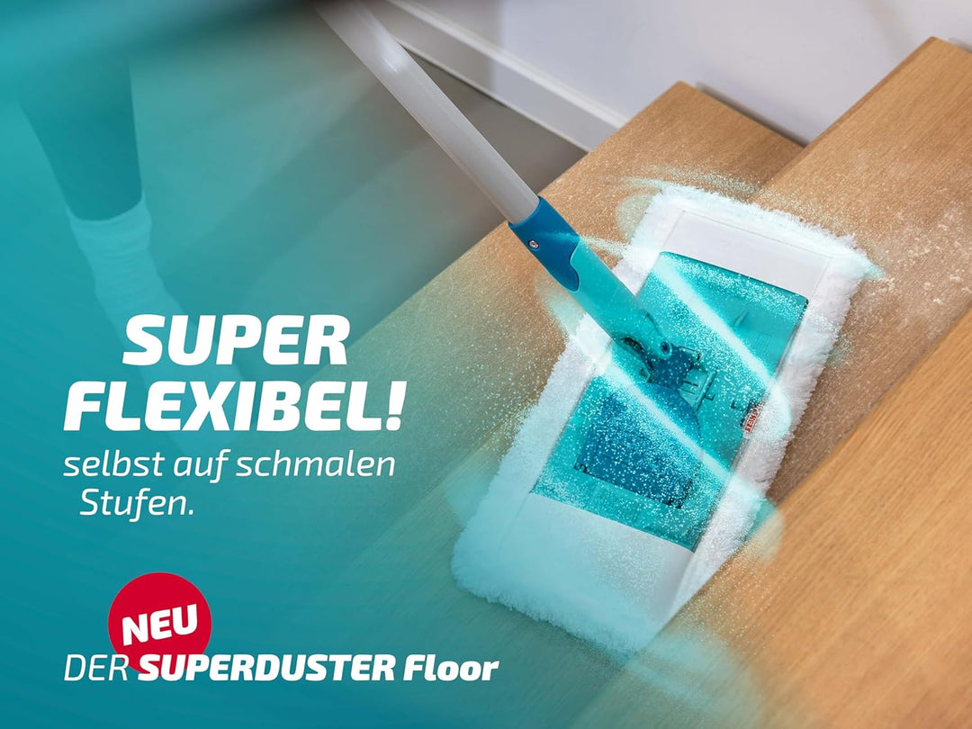 Leifheit SUPERDUSTER Floor, waschbarer Staubwischer Boden mit Rundum-Staubbezug für Hartböden und Fu