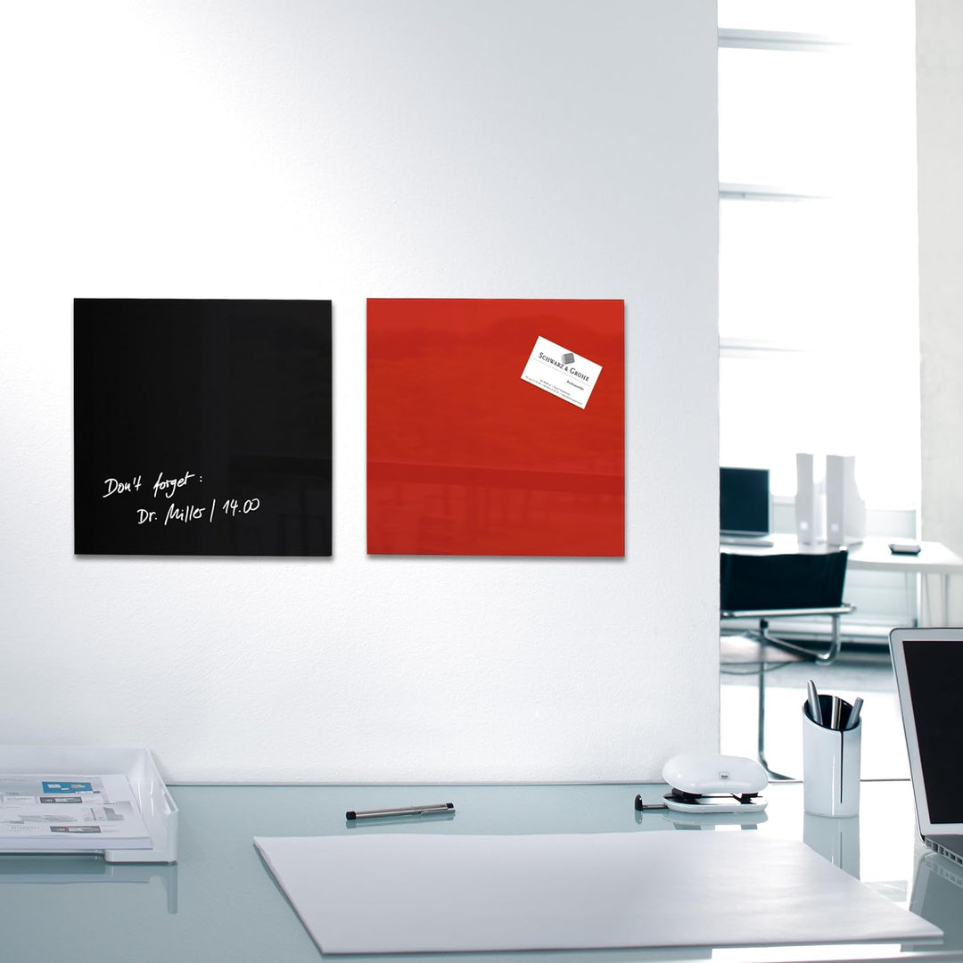 SIGEL GL157 kleine Premium Glas-Magnettafel 30 x 30 cm schwarz hochglänzend, TÜV geprüft, einfache M