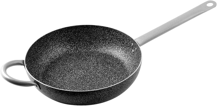 Home Family Stone Bratpfanne Antihaft mit Griff, Stein, Schwarz/Grau, 30 cm