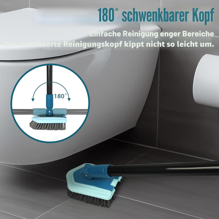 JEHONN Schrubber mit Stiel, Reinigungsbürste Bad mit Teleskopstange 130 cm, 4 Verschiedene Schwamm B