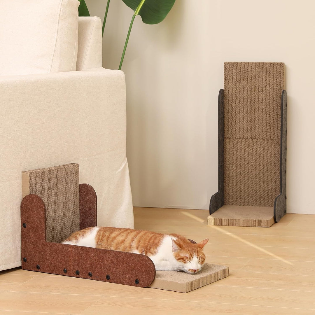 FUKUMARU Kratzbrett Katzen, 68 cm hohe L förmige Kratzpappe für Katzen, widerstandsfähig Katzenkratz