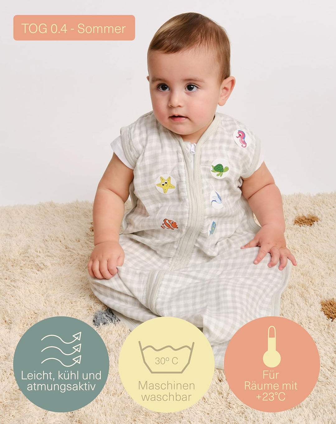 molis&amp;co - Baby Sommerschlafsack Musselin - Sommer Baby Schlafsack 0.5 TOG - Neugeborene Babyschlafs