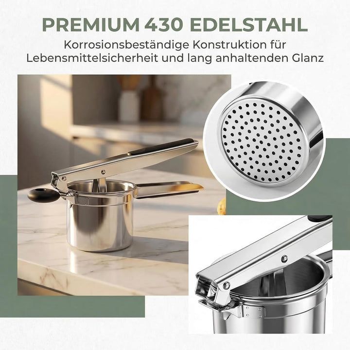 Spätzlehobel mit 4 austauschbaren Sieben, Edelstahl Kartoffelpresse abnehmbare und strapazierfähige,