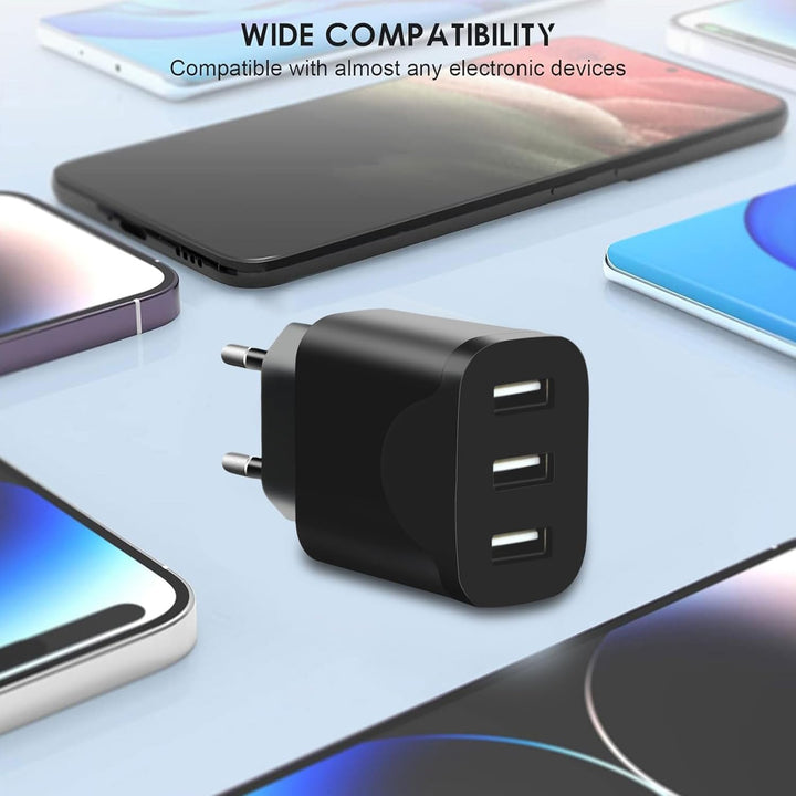 3er Pack USB Ladegerät 15W – 3 USB-A Ports, USB Netzteil Stecker für Steckdose, USB Stromstecker Ada