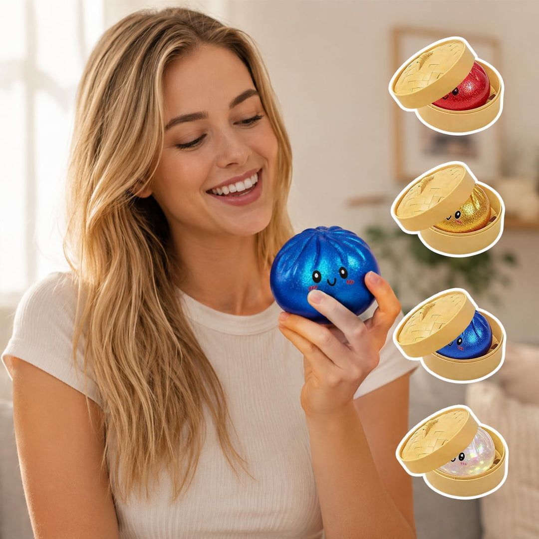 4 Stück Dumpling Toys, Bao mit Dampfkorb, für Erwachsene Geschenke