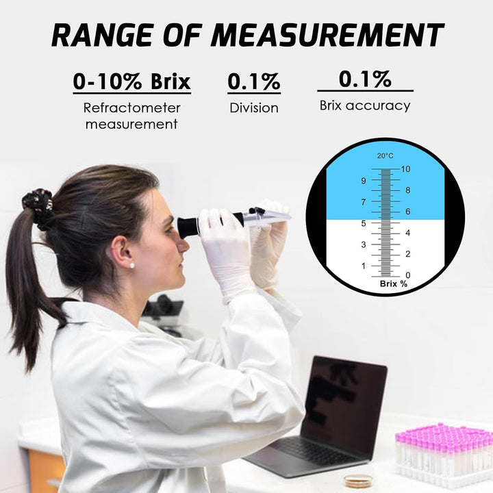 Brix-Refraktometer ATC-Bereich 0-10% Testen der synthetischen Bearbeitung Kühlmittel Ahornsaft Schne