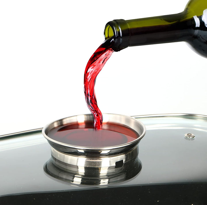 alpina Bräter - mit Glasdeckel - für Ofengerichte, Dämpfen und Braten - 5.5 L - Schwarz