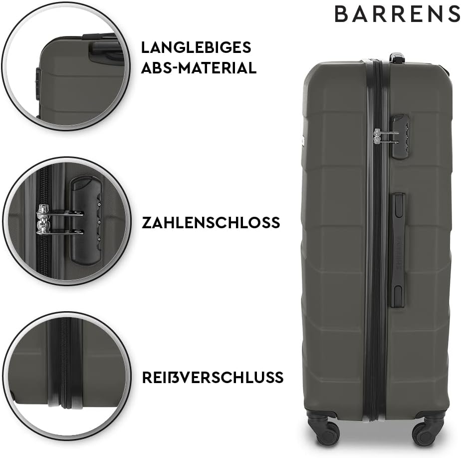 BARRENS Grosser Koffer | Aufgabegepäck | 77x52x29 cm | 90 L | 4x360 Grad Rollen | Flexibler Griff |